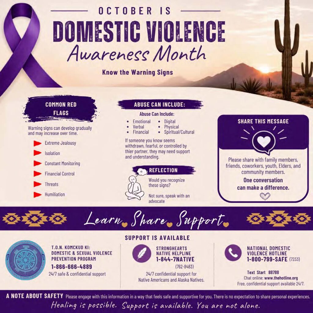 Domestic Violence Awareness Month - Know the Warning Signs - Tohono O ...